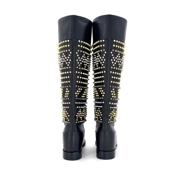 Christian Louboutin Rom Chic Flat Calf Spike Knee High Boots Women’s 37 Shoes - Picture 5 of 9